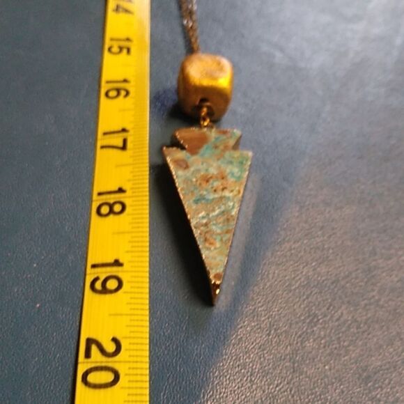 Beljoy Gold and Turquoise colored Arrowhead Pendant Necklace - Picture 8 of 9